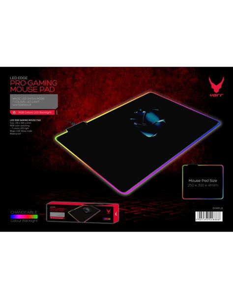 Varr Pro Gaming Mouse Pad 250x300x4mm Led Edge Black Eshopolygr