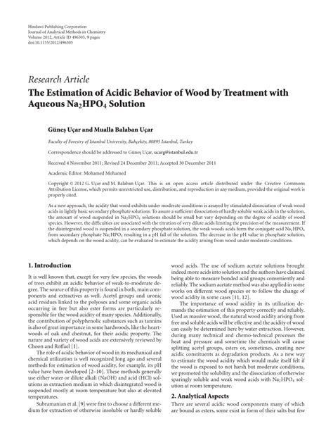 Pdf The Estimation Of Acidic Behavior Of Wood By Treatment With