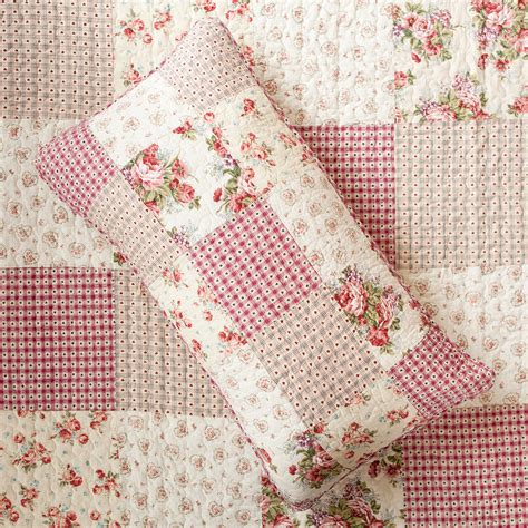 SLPR Country Roses 2 Piece Real Patchwork Cotton Quilt Set Twin