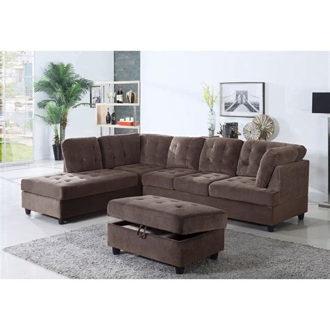 Golden Coast Furniture Brown Corduroy Fabric Upholstered 3 Piece