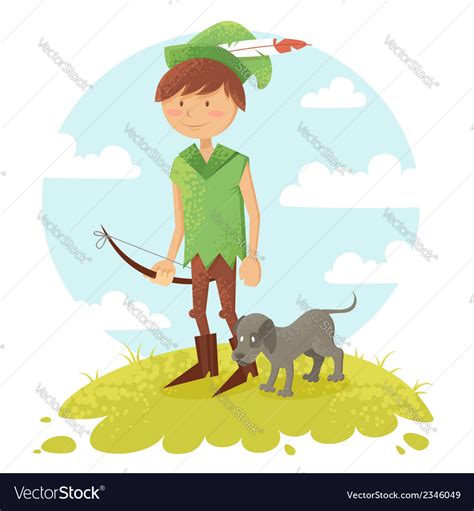 Cute Cartoon Robin Hood Boy Character Royalty Free Vector