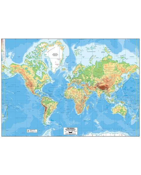 World Physical Map Westcare Education Supply Shop