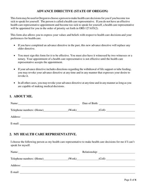 Oregon Advance Directive For Health Care Form Fill Out Sign Online