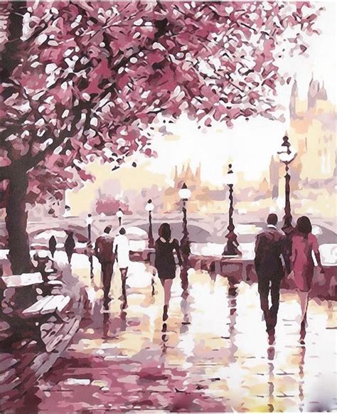 Paint by numbers flowers australia. Cherry blossom tree by sidewalk - Official Paint By ...