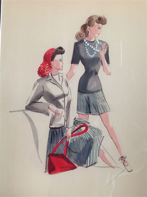 Vintage 1940 Fashion Illustration Vintage Summer Buy Vintage 1940s