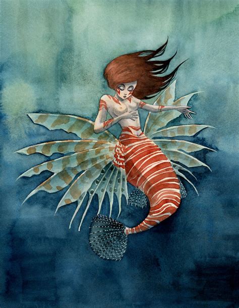 Lionfish Mermaid Print 8x10 Or 11x14 Etsy