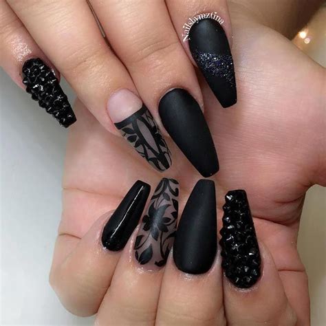 36 Edgy Ideas For Matte Black Nails To Break The Manicure