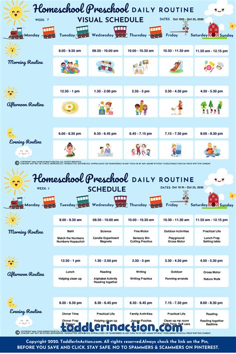 Home School Preschool Schedule Daily Routines Printable