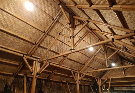 Woven Bamboo Roof Stock Photo Image Of Iron Lighting 265610874