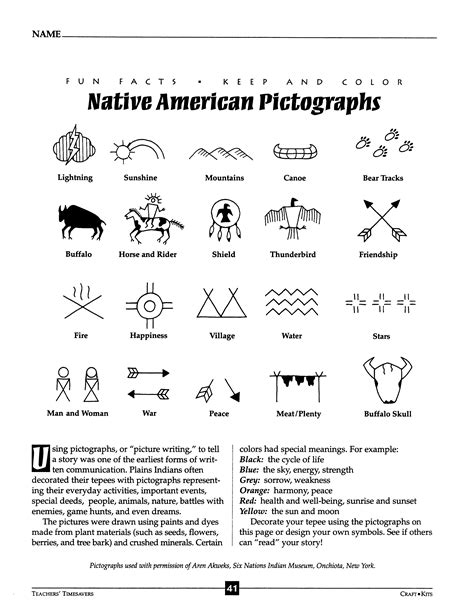 Fun Facts Keep And Color Native American Pictographs Native Art Native