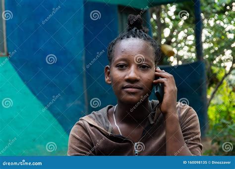 Ethiopian Girl Talking On The Phone Editorial Image Image Of Happy