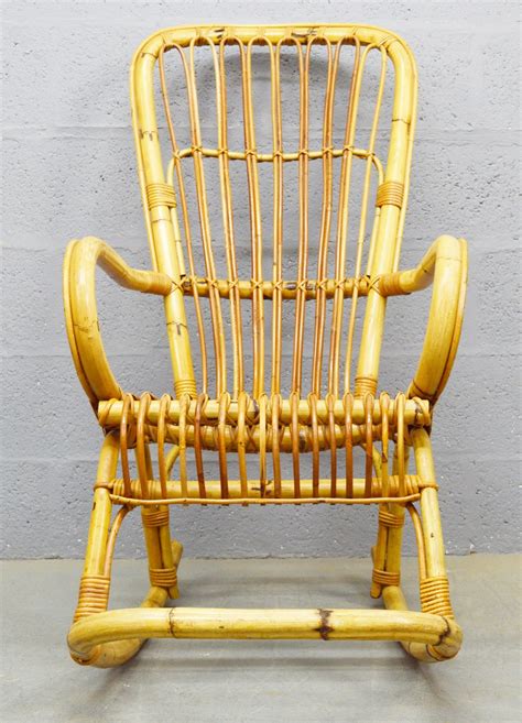 Vintage Mid Century Bamboo Rocking Chair 1970s Design Market