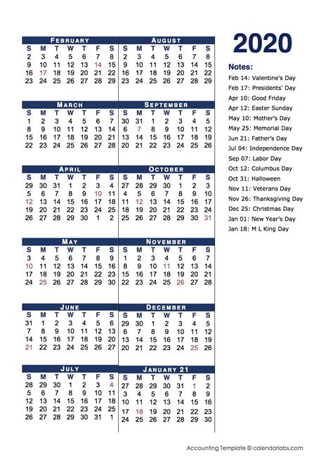 2020 Fiscal Period Calendar 4 4 5 Free Printable Templates