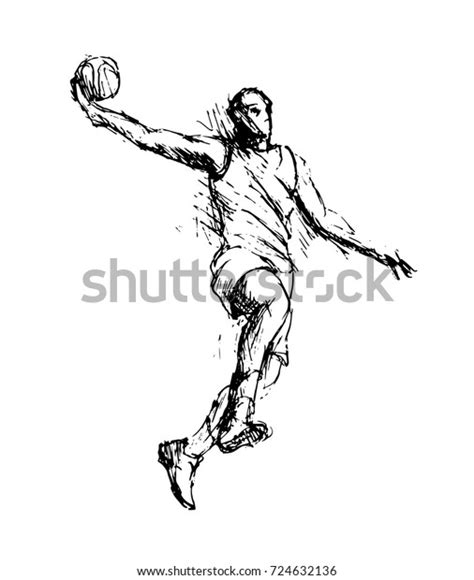 Hand Sketch Basketball Player Vector Illustration Stock Vector Royalty