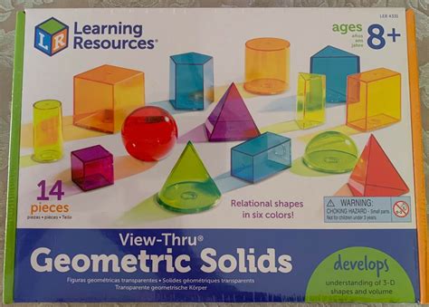 Learning Resources View Thru Geometric Solids 14 Pieces Math Homeschool