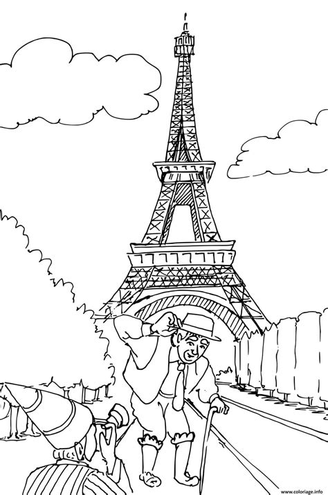 Coloriage Touriste Devant La Tour Eiffel Dessin Tour Eiffel à Imprimer