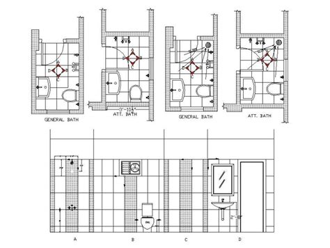 General Bathroom Section Plan And Installation Cad Drawing Details Dwg