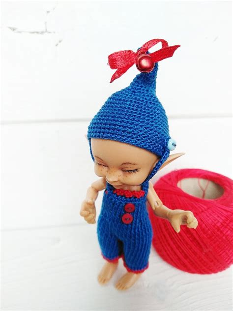 Realpuki Knitted Outfit Elf Blue Bjd Doll Etsy