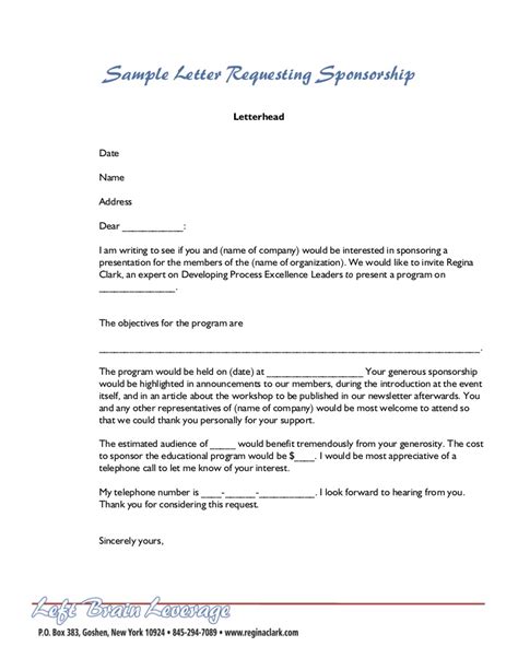 Collection of sponsorship request letter template that will flawlessly match your needs. Sample letter for sponsorship