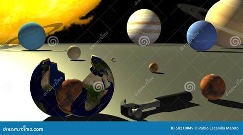 Solar System On A Plane Stock Illustration Image 58218849