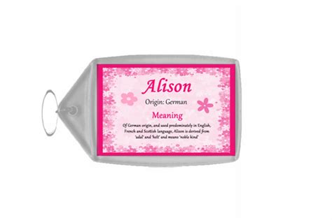 Alison Personalised Name Meaning Certificate The Card Zoo