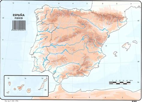 Mapa Mudo España Fisico 50 Unid Pack Distribuciones Cimadevilla