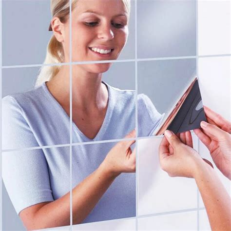 High Qualityfashion Squares Mirror Waterproof Self Adhesive Mirrors Surface Tv Backdrop Kitchen