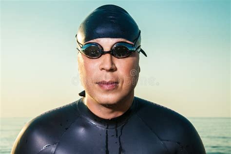 Male In Swimming Suit And Goggles Stock Image Image Of Swim Dive