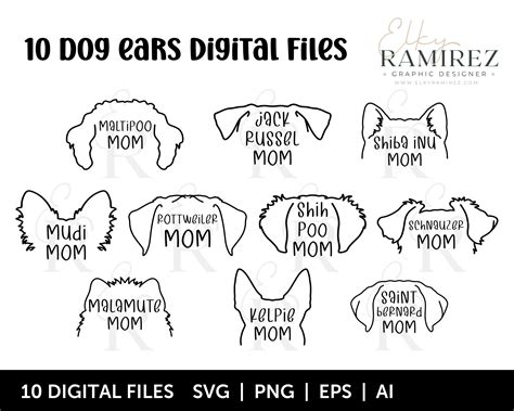 Dog Breeds Svg Dog Ears Svg Tattoo Design Svg Dog Ears Rottweiler