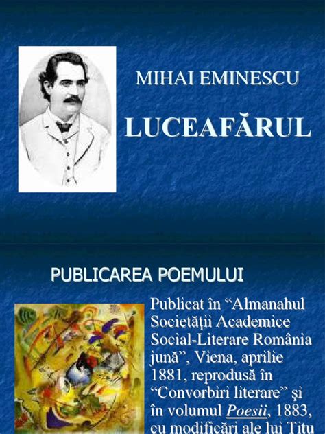Luceafărul, wurde für die pima zeit im. luceafarul pe tablouri