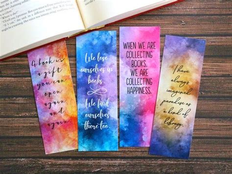 Watercolor Bookmarks Printable Bookish Bookmarks Book Quote Etsy In