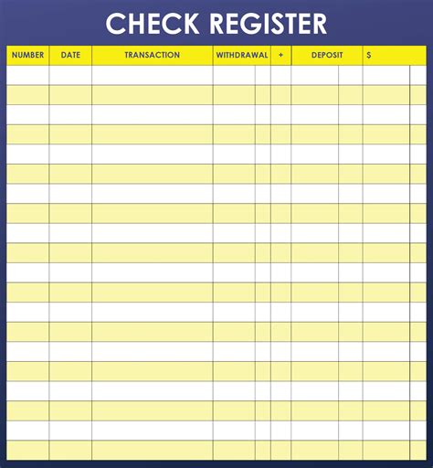Free Printable Check Register Template Printable Templates