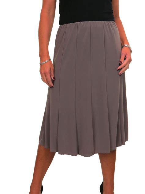 Ladies Below Knee Midi Panel Swing Skirt Soft Stretch Fully Lined 8 22