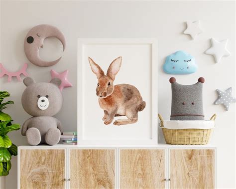Nursery Wall Art Decor Bunny Rabbit Print Nursery Animal Etsy