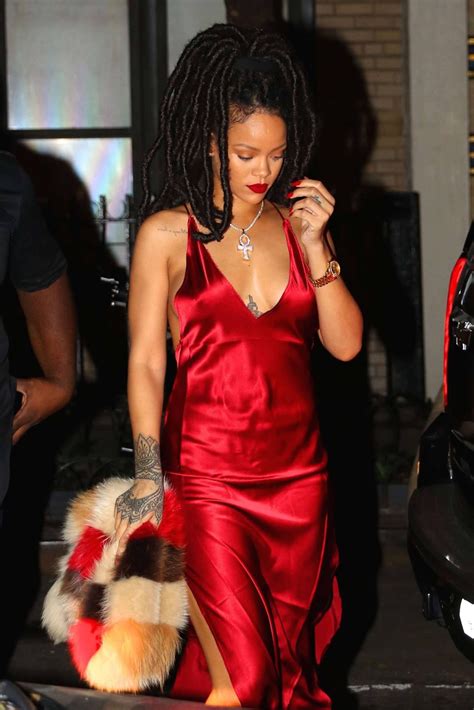 Ladies In Satin Blouses Rihanna Red Satin Dress