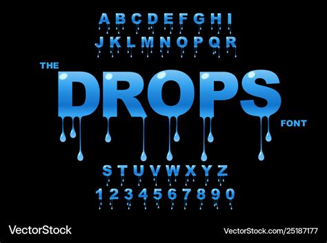 Drops Art Water Drop Modern Bold Font Royalty Free Vector