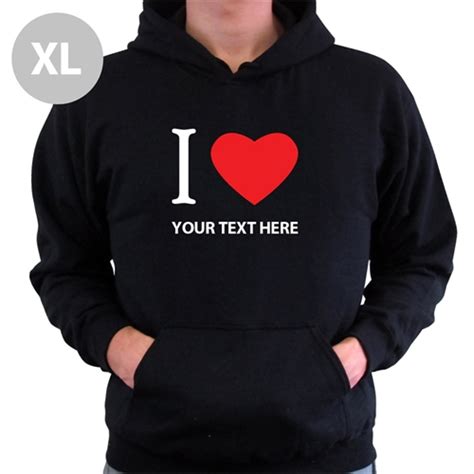 Personalized I Love Heart Black Hoodies Extra Large