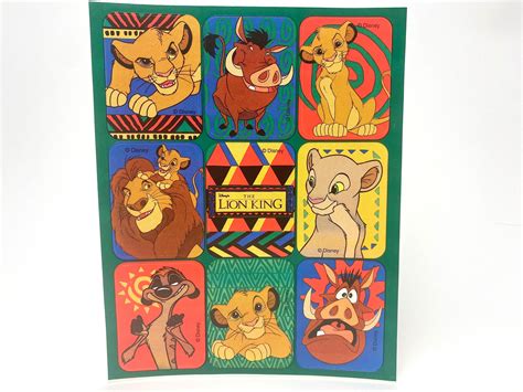 Vintage Lion King Sticker Sheet By Cleo Your Choice Green Etsy