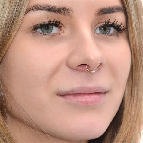 Gold Septum Ring With 2mm White CZ 14g Septum Piercing Nose Etsy