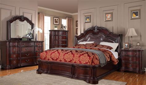 Looking to refresh your main bedroom's look? Rich Mahogany Upholstered Panel Bedroom Set, B1394N-5H-5F ...