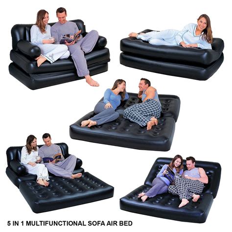 MULTI-FUNCTION 5 IN1 INFLATABLE DOUBLE AIR BED LOUNGER