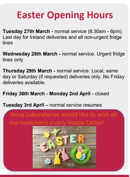Easter Opening Hours 2018
