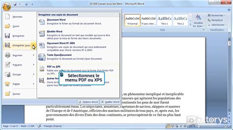 Comment Enregistrer Un Document Word 2007 En Pdf Youtube