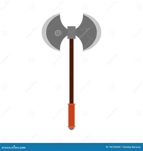 Battle Axe Vector Icon Weapon Blade Ancient Isolated White Viking
