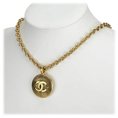 Chanel Vintage Cc Pendant Necklace Gold Necklace Chanel Luxury