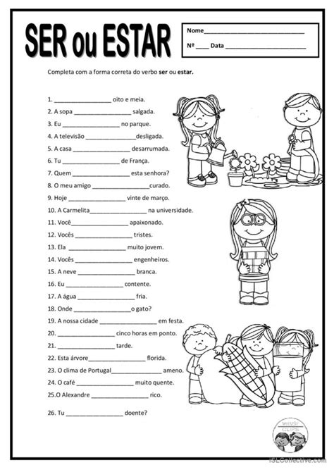 exercícios sobre o verbo ser e estar português ple apostilas em My