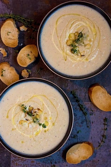 Creamy Roasted Cauliflower Soup Hungry Healthy Happy