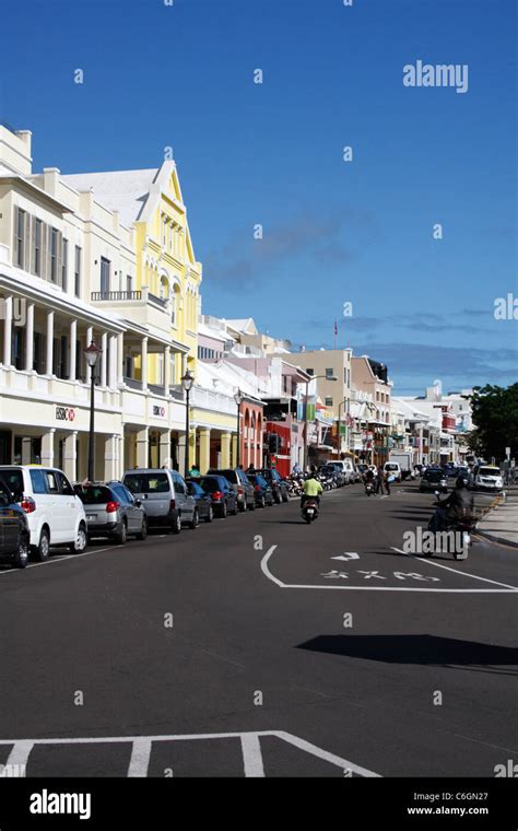 Front Street Hamilton Bermuda Stock Photo Alamy
