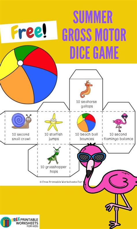 Summer Edition Gross Motor Dice | Free Printable Worksheets For Kids