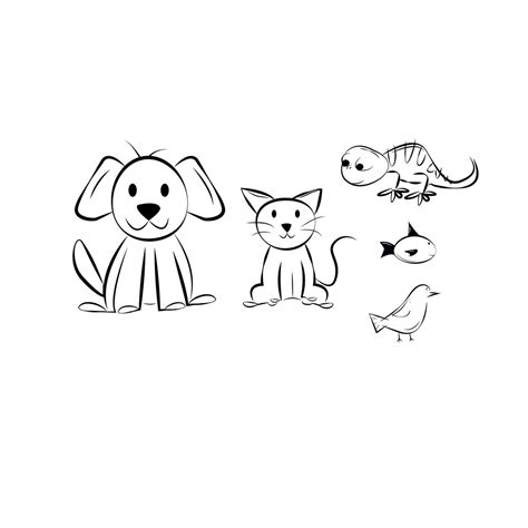 Stick Figure Pets Eps Ai Svg  Png Animal Line Etsy